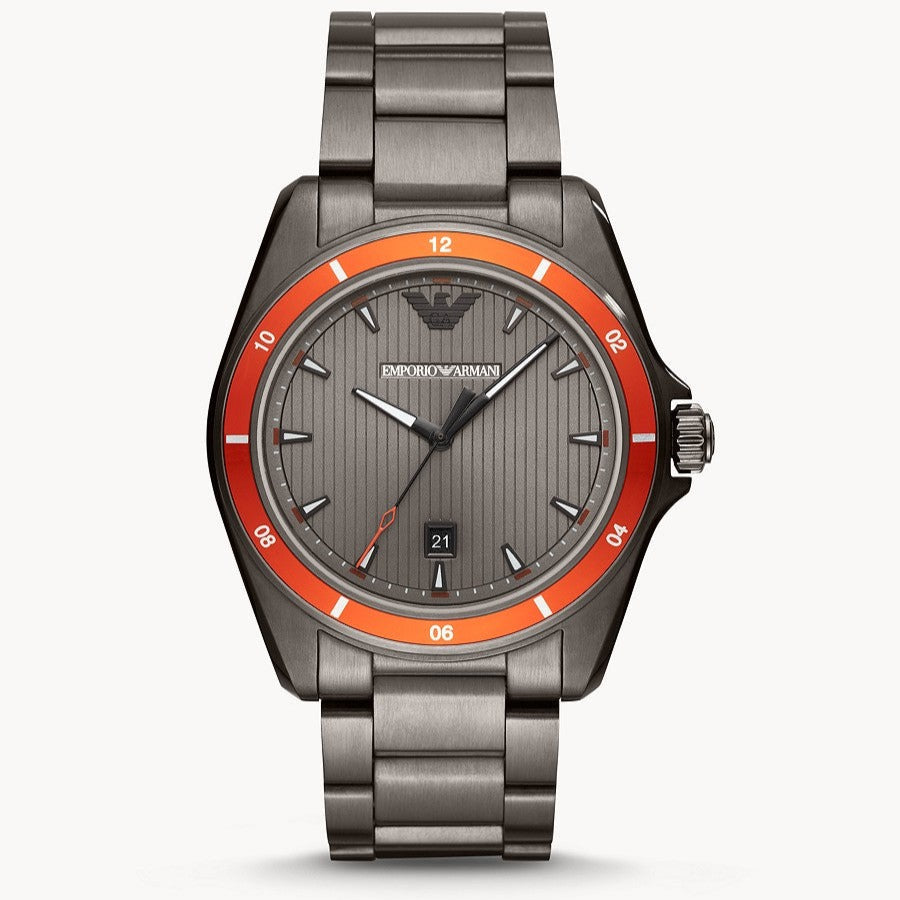 Emporio Armani Sigma Quartz Grey Dial Grey Steel Strap Watch For Men Ar11178 Stainless Steel
