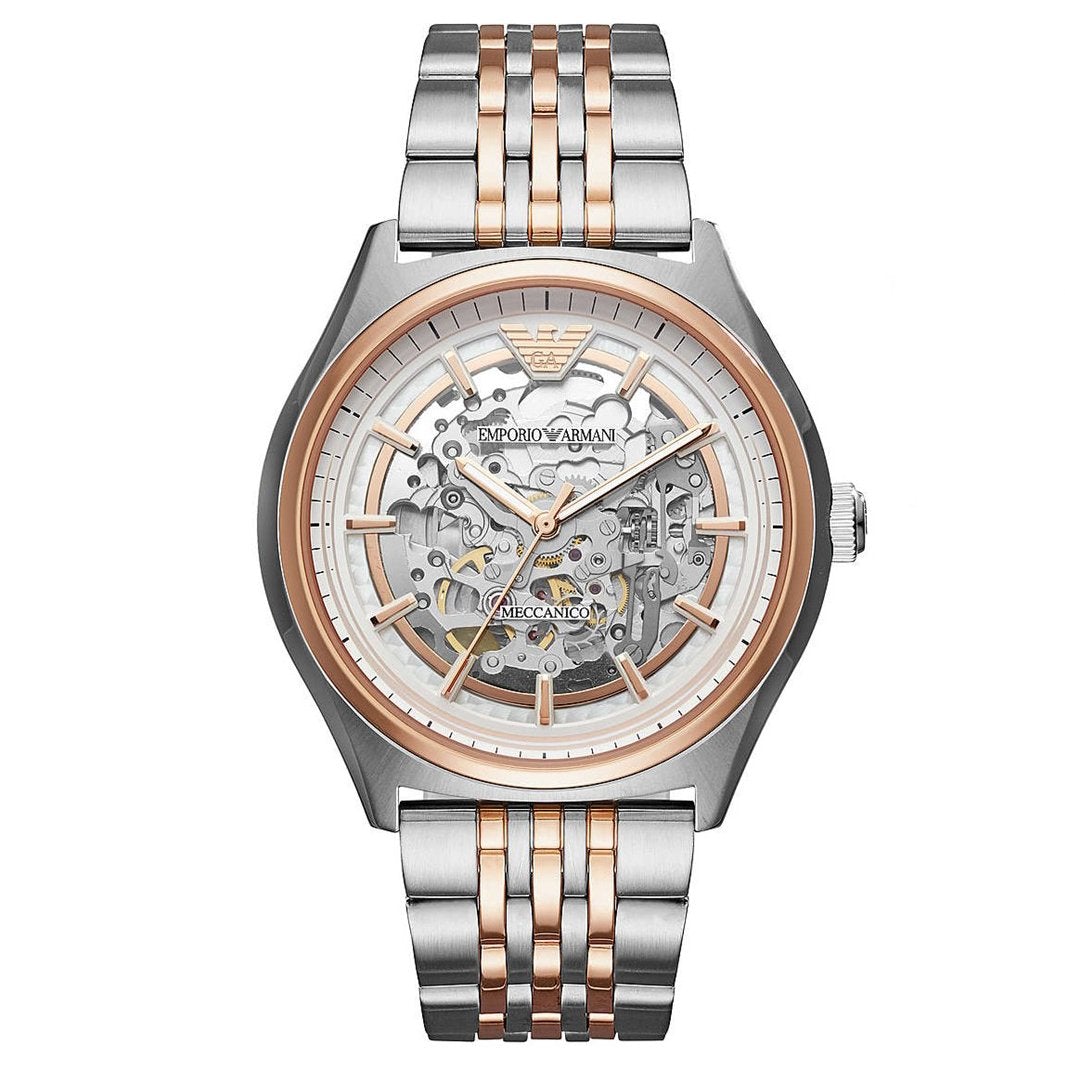 Emporio Armani Ar60002 Men S Meccanico Two Tone Watch Stainless Steel