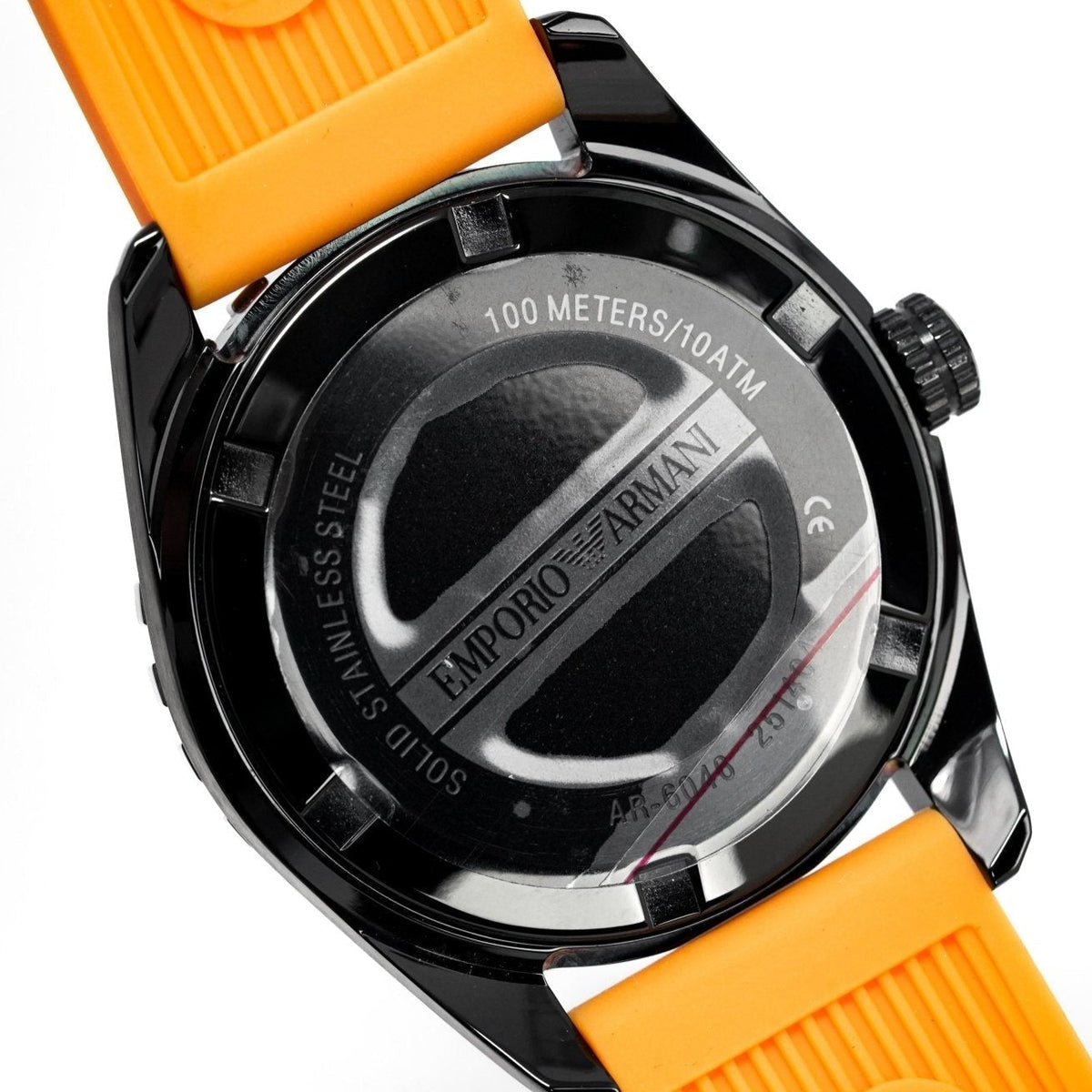 Emporio Armani Ar6046 Men S Sportivo Orange Watch Black Dial