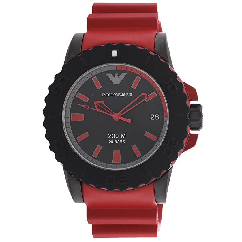 Emporio Armani Ar6101 Men S Sportivo Red Watch Black Dial