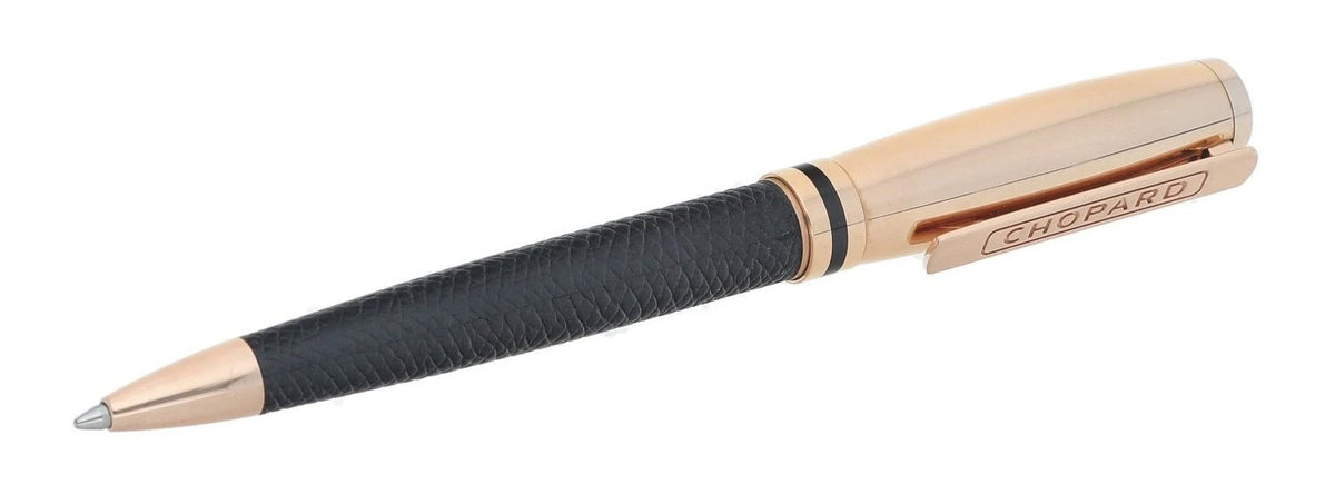 Chopard Brescia Black Leather Rose Gold-Plated Metal Ballpoint Pen 95013-0388