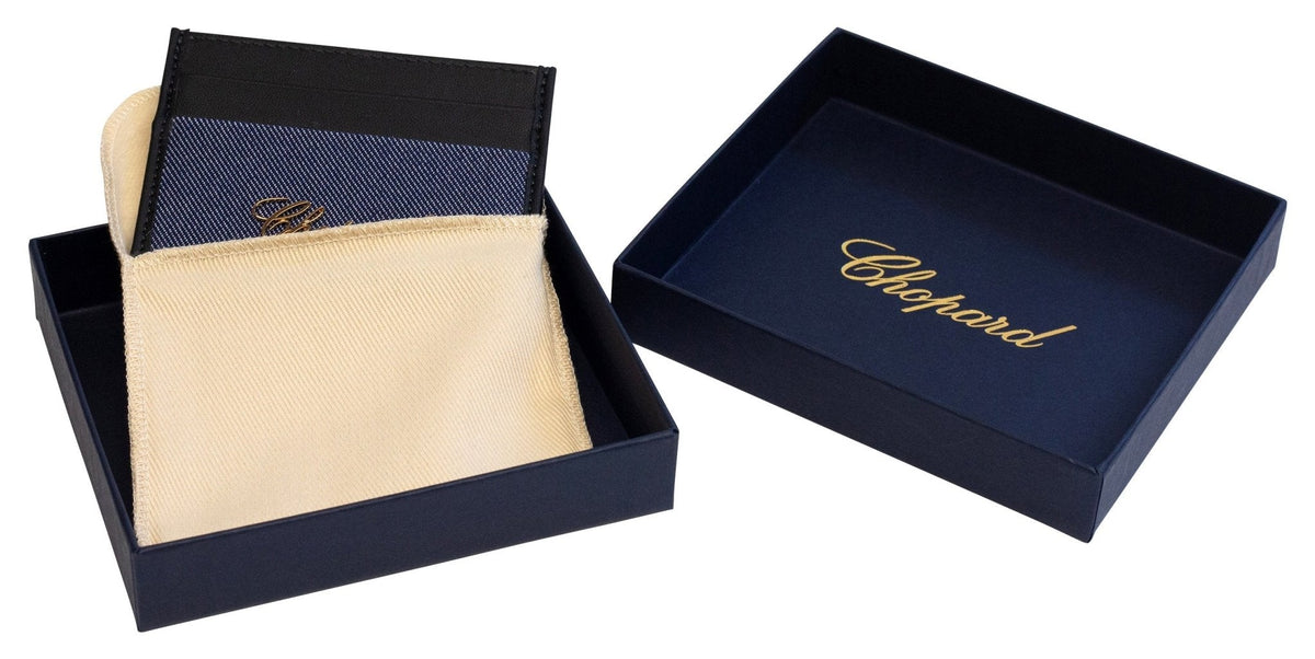 Chopard Classic Black Leather/Denim Unisex Card Holder 95015-0527