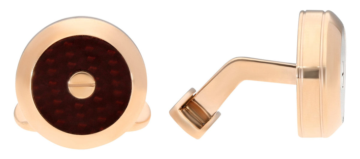 Chopard Classic Racing Rose Gold PVD Steel & Red Carbon Fiber Mens Cufflinks 95014-0079