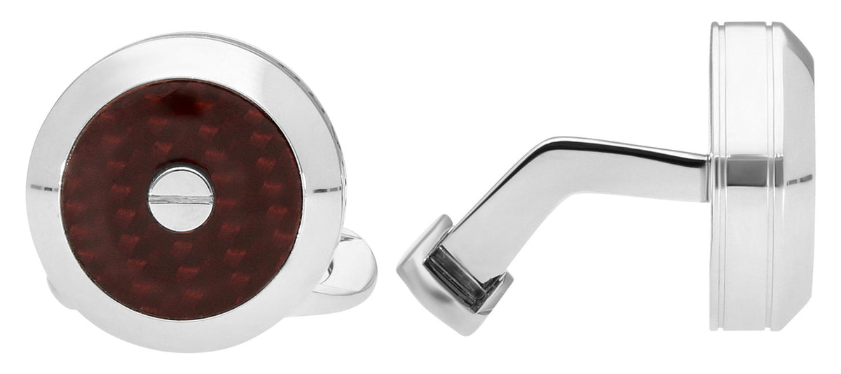 Chopard Classic Racing Stainless Steel & Red Carbon Fiber Mens Cufflinks 95014-0078