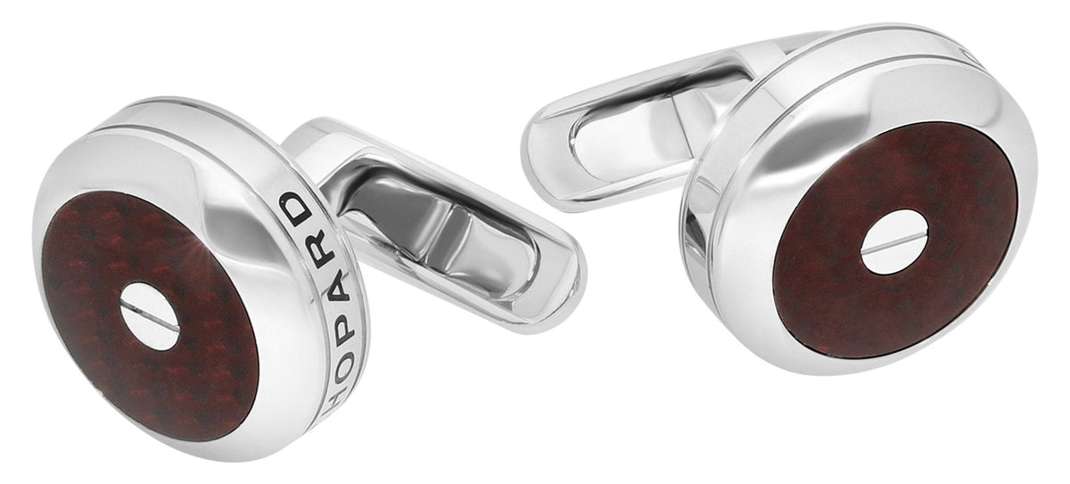 Chopard Classic Racing Stainless Steel & Red Carbon Fiber Mens Cufflinks 95014-0078