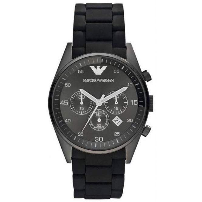 Emporio Armani Ar5889 Men S Black Chronograph Watch Rubber
