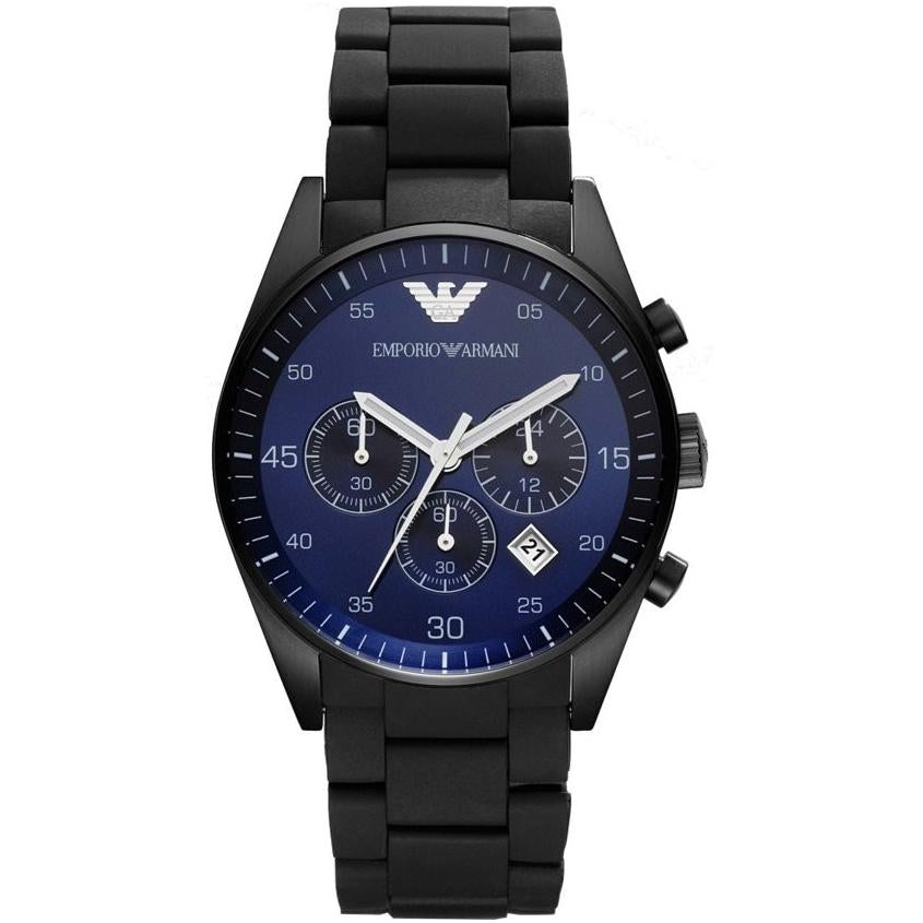 Emporio Armani Ar5921 Men S Black Chronograph Watch Rubber