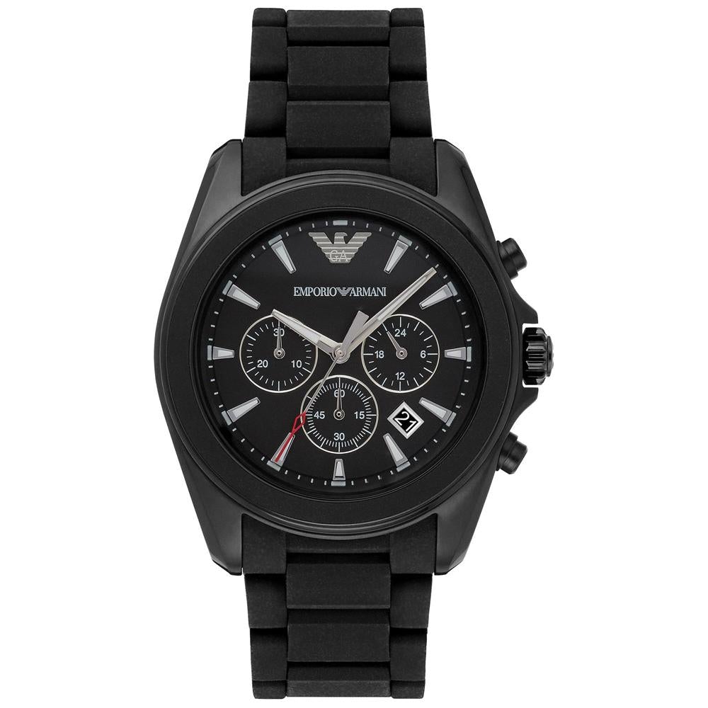 Emporio Armani Ar6092 Men S Black Chronograph Watch Rubber