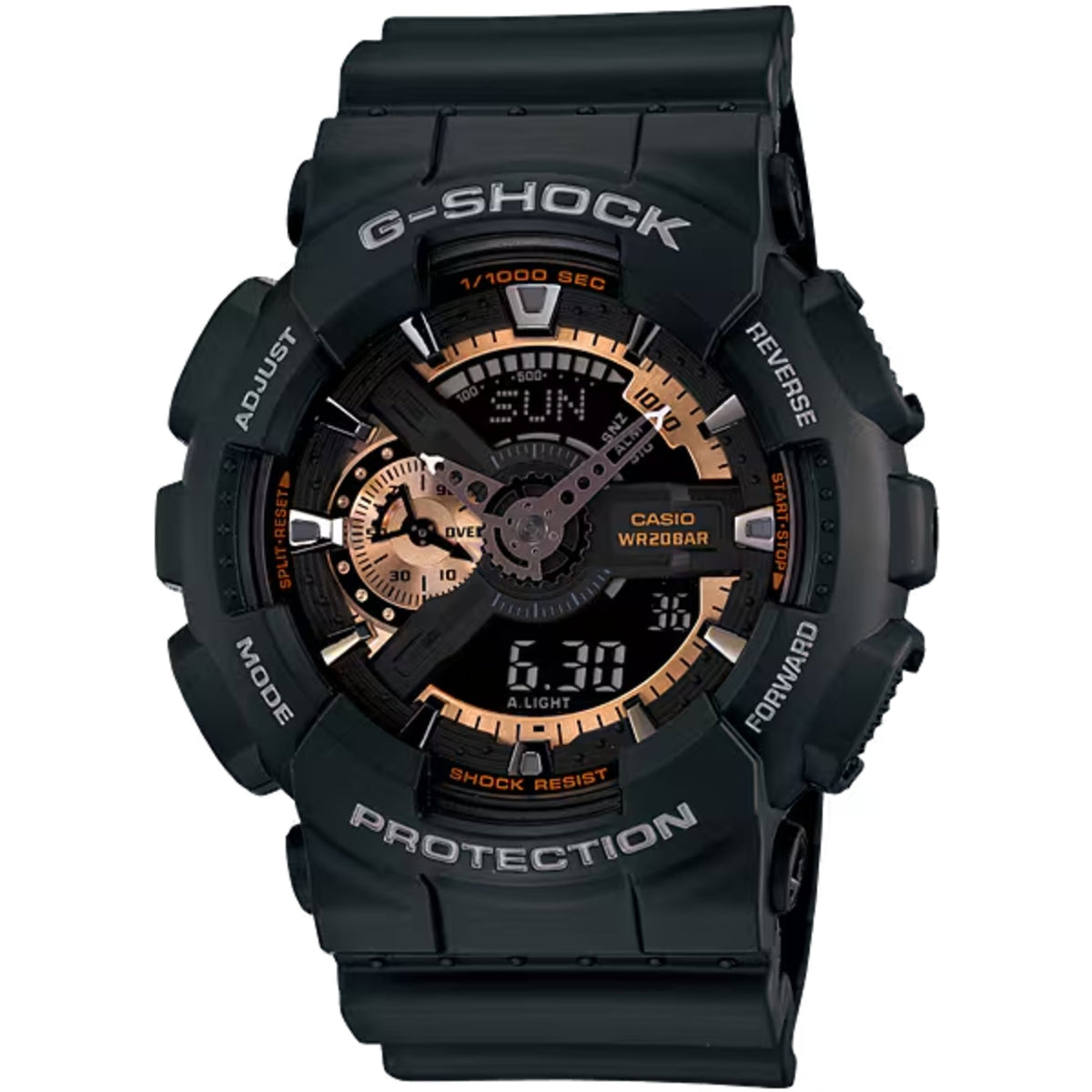 Casio Men's G-Shock Black Rose Gold Analog Digital Wristwatch - GA-110RG-1ACR