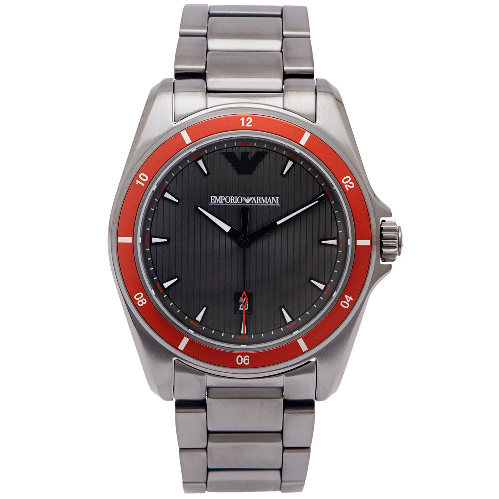 Emporio Armani Sigma Quartz Grey Dial Grey Steel Strap Watch For Men Ar11178 Stainless Steel