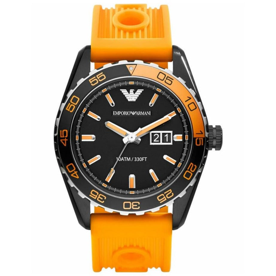 Emporio Armani Ar6046 Men S Sportivo Orange Watch Black Dial