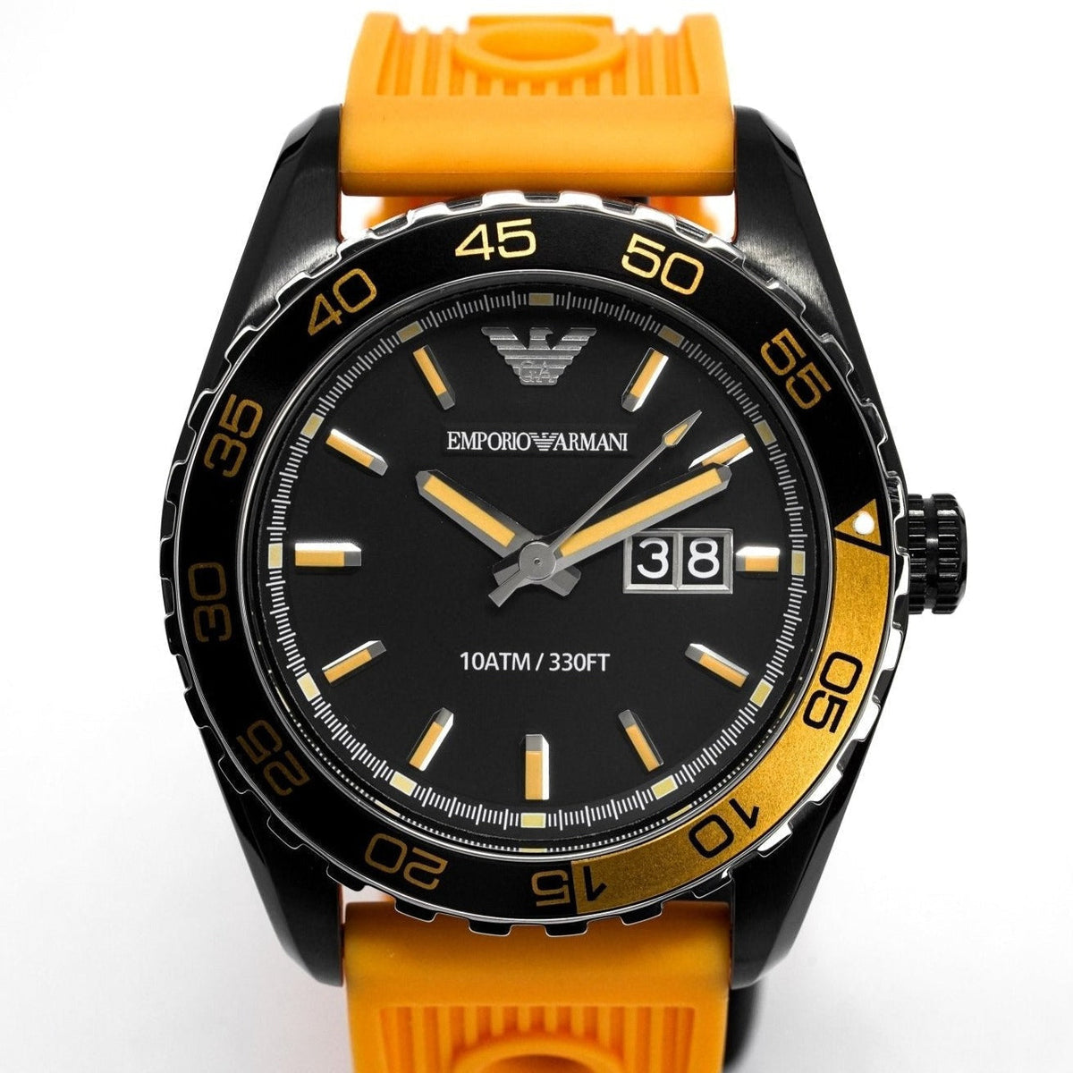 Emporio Armani Ar6046 Men S Sportivo Orange Watch Black Dial