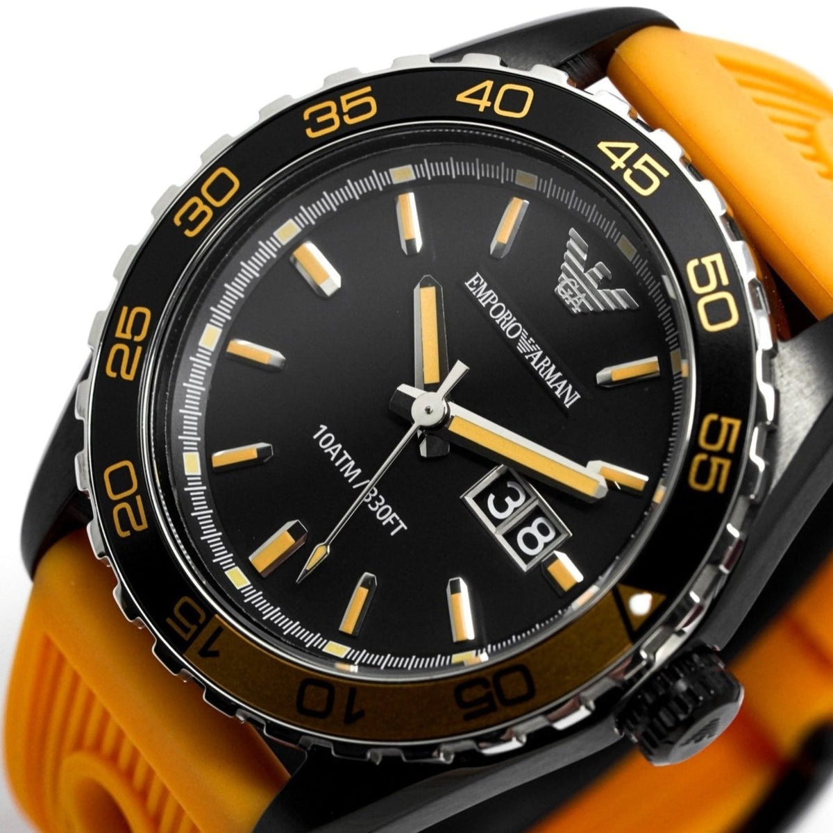 Emporio Armani Ar6046 Men S Sportivo Orange Watch Black Dial