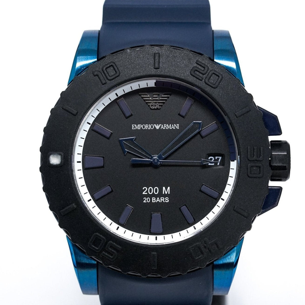 Emporio Armani Ar6100 Men S Sportivo Blue Watch Black Dial