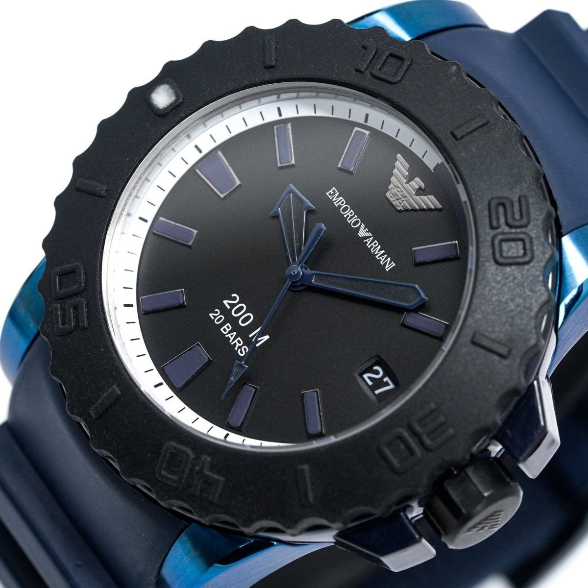 Emporio Armani Ar6100 Men S Sportivo Blue Watch Black Dial