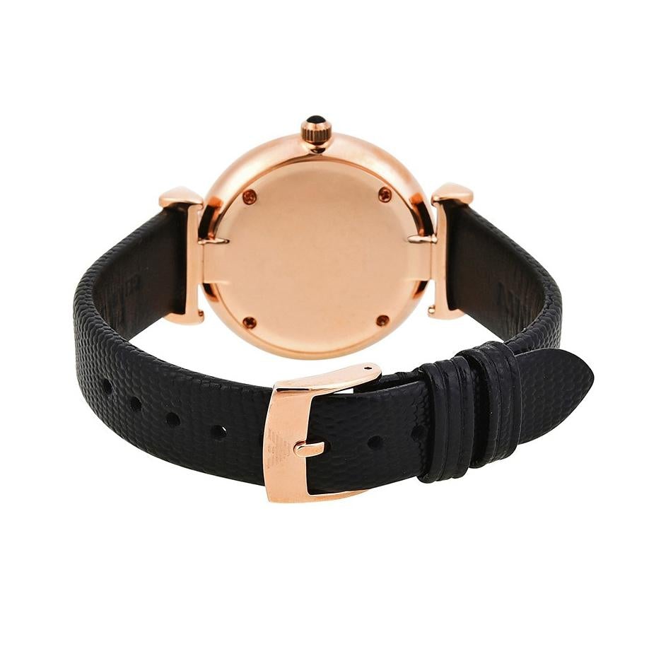 Emporio Armani Ladies Black Watch Mother Of Pearl Dial