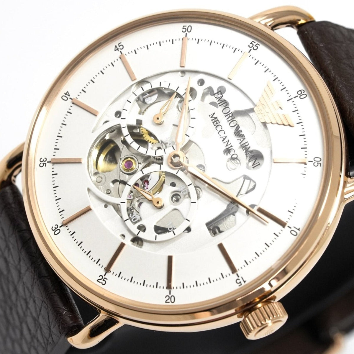 Emporio Armani Ar60027 Men S Automatic Meccanico Skeleton Watch PVD