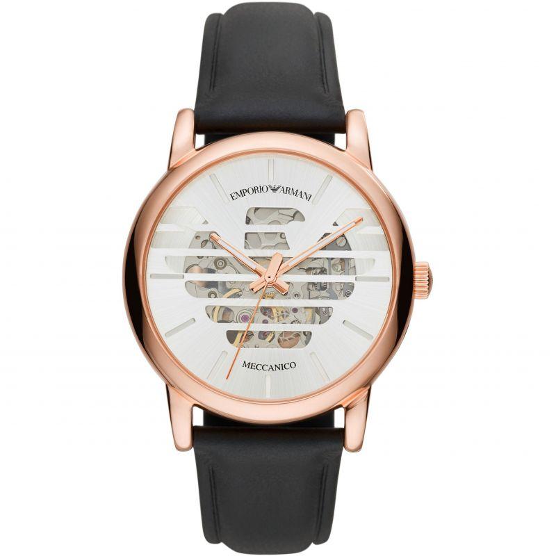 Emporio Armani Ar60031 Men S Automatic Luigi Rose Watch Leather
