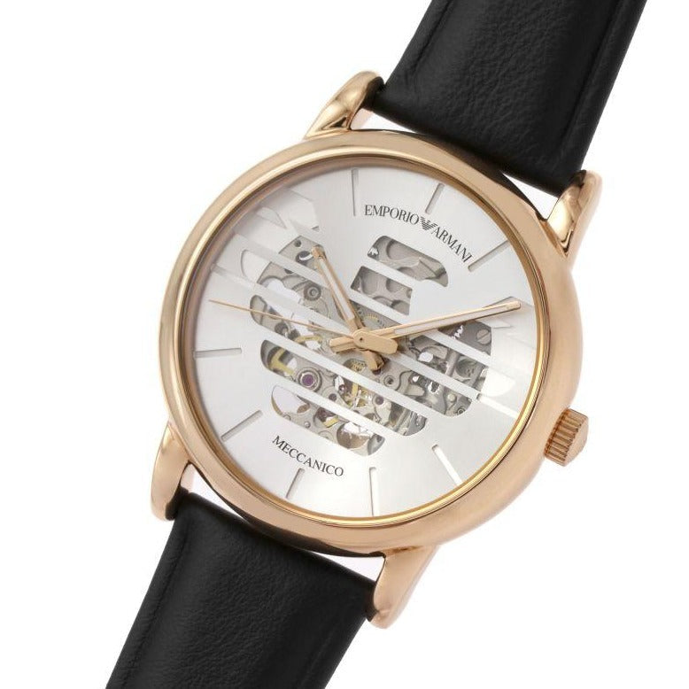 Emporio Armani Ar60031 Men S Automatic Luigi Rose Watch Leather