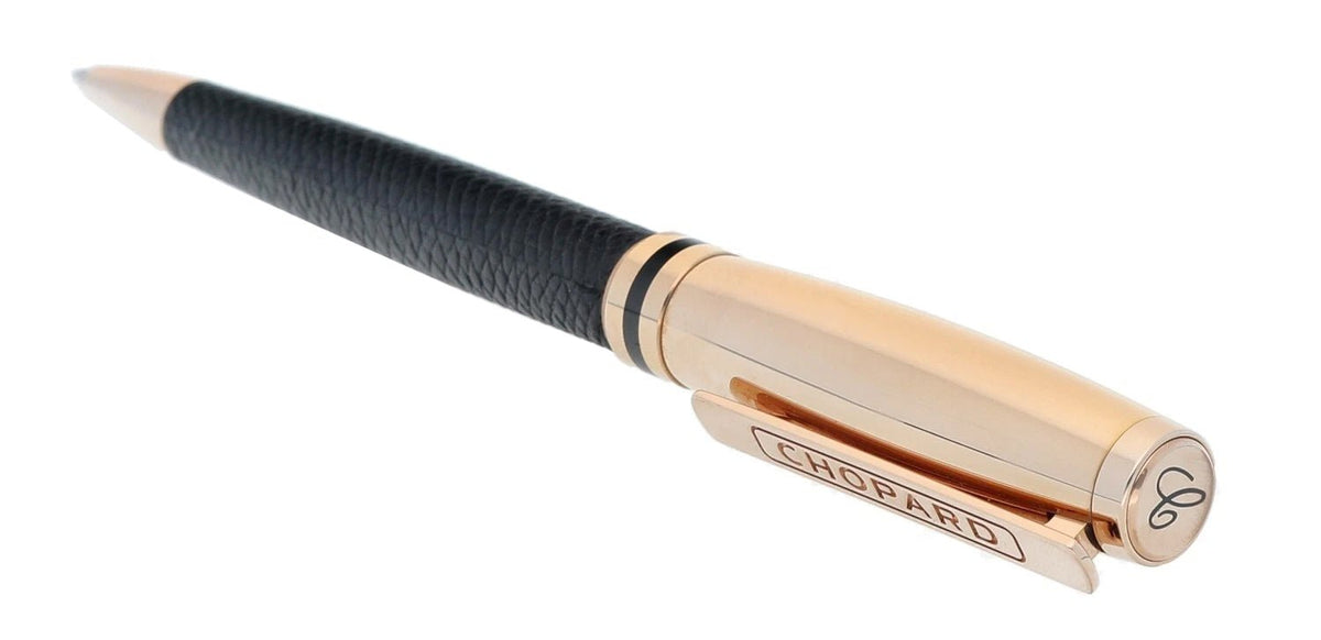 Chopard Brescia Black Leather Rose Gold-Plated Metal Ballpoint Pen 95013-0388