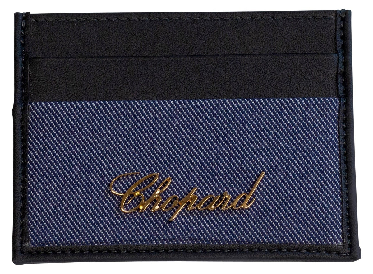 Chopard Classic Black Leather/Denim Unisex Card Holder 95015-0527
