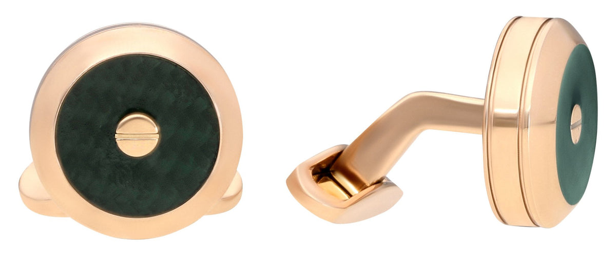 Chopard Classic Racing Rose Gold PVD Steel & Green Carbon Fiber Mens Cufflinks 95014-0072