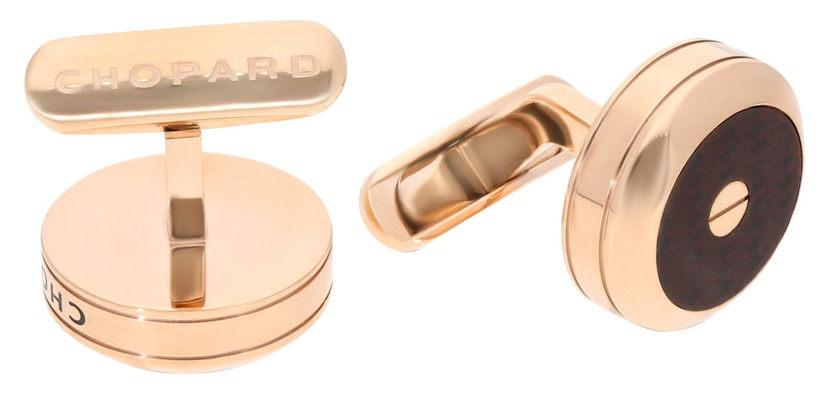 Chopard Classic Racing Rose Gold PVD Steel & Red Carbon Fiber Mens Cufflinks 95014-0079