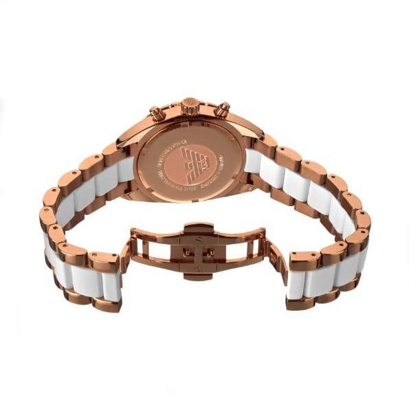 Emporio Armani Ar5942 Ladies Rose Gold Chronograph Watch Rubber