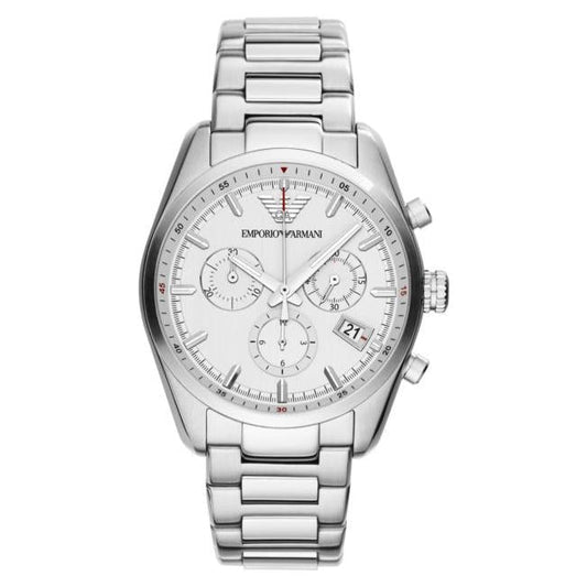 Emporio Armani Ar6013 Men S Sportivo Silver Chronograph Watch Stainless Steel
