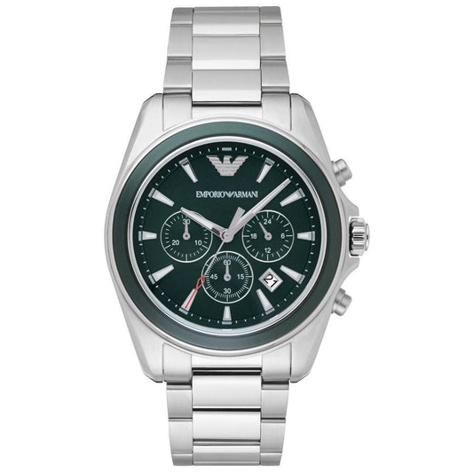 Emporio Armani Ar6090 Men S Silver Chronograph Watch Stainless Steel