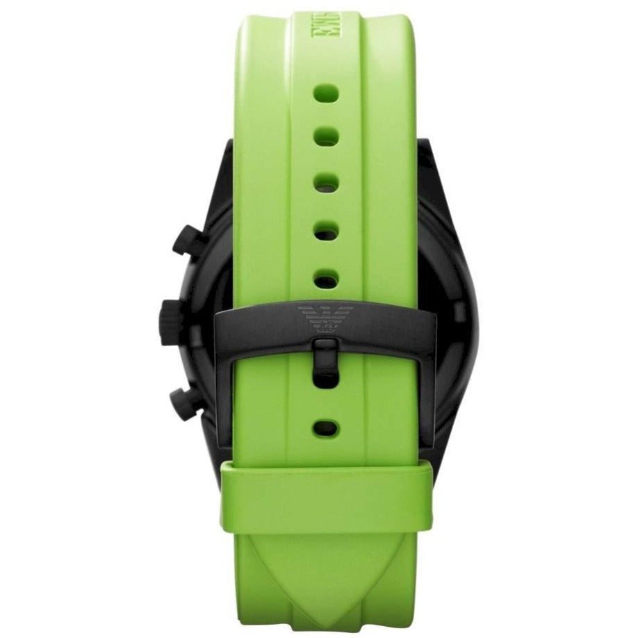 Emporio Armani Ar6115 Men S Sportivo Chronograph Green Watch Black Dial