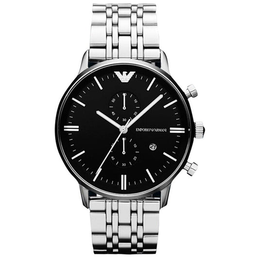 Emporio Armani Ar80009 Men S Silver Chronograph Watch Stainless Steel