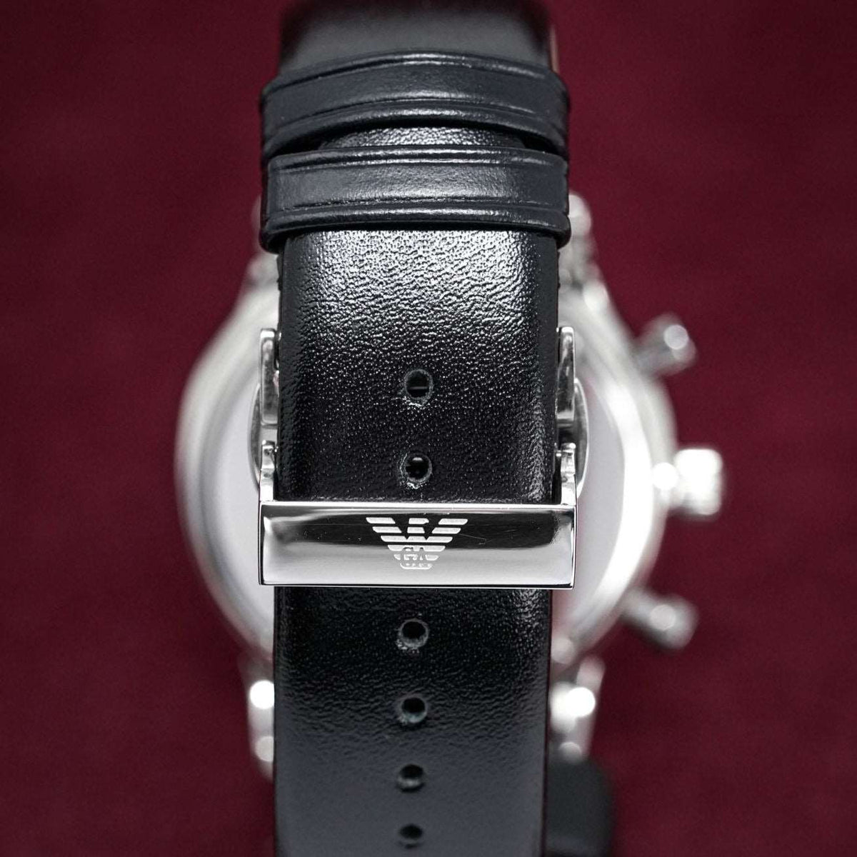 Emporio Armani Men S Ar0385 Chronograph Watch Black Watch White Dial