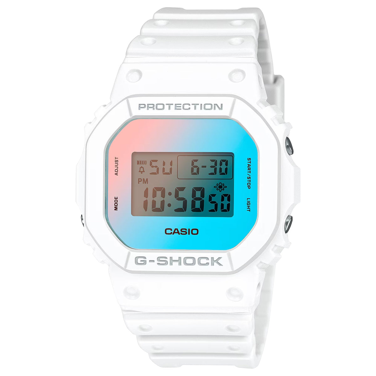 Casio Men's G-Shock White Iridescent Digital Sports Wristwatch - DW-5600TL-7